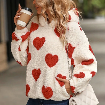 Funki Findz | Sweaters | Women's Hooded Heart Print Pullover