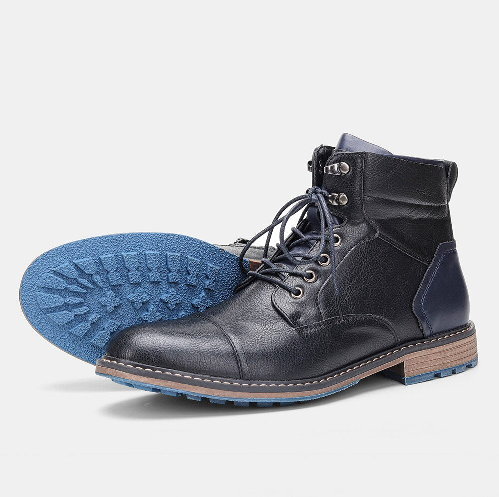Funki Findz | Boots | Men's Faux Leather Retro Ankle Dress Boot