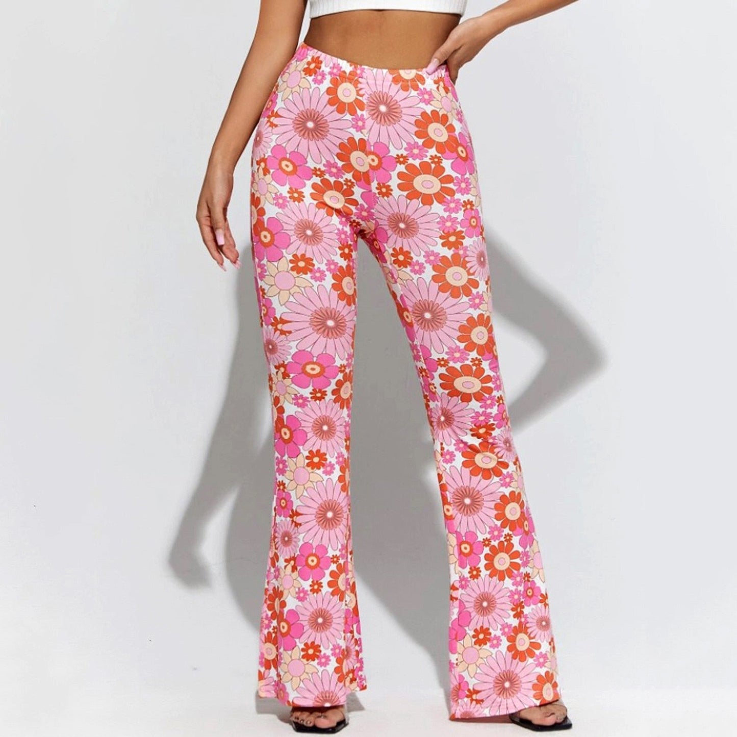 Funki Findz | Pants | Women's Funky Floral Boho Flared Trousers