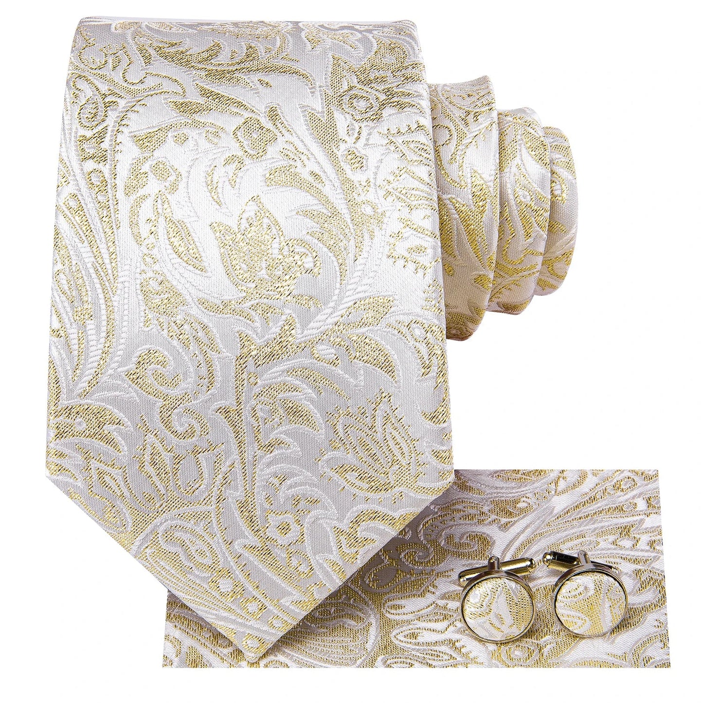Funki Findz | Neckties | Men's Champagne Gold Silk Tie 3Pcs Set