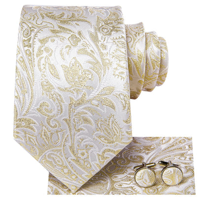 Funki Findz | Neckties | Men's Champagne Gold Silk Tie 3Pcs Set