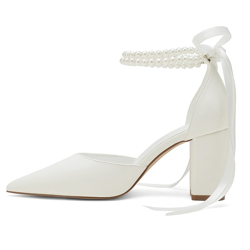 Funki Findz | Shoes | Women's Satin and Pearl Wedding Shoes