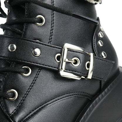 Funki Findz | Boots | Women's Punk Platform Ankle Wedge Boots