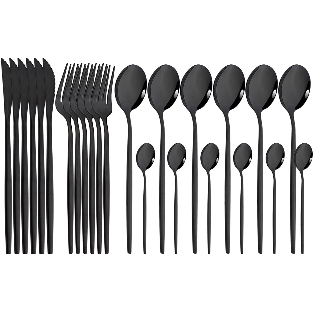 Funki Findz | Cutlery Sets | Gold Stainless Steel Mirror Polish 24 Set