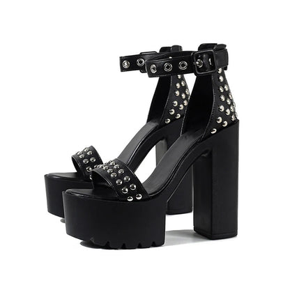 Funki Findz | Shoes | Women's Goth Rivet Dress Platform Sandal