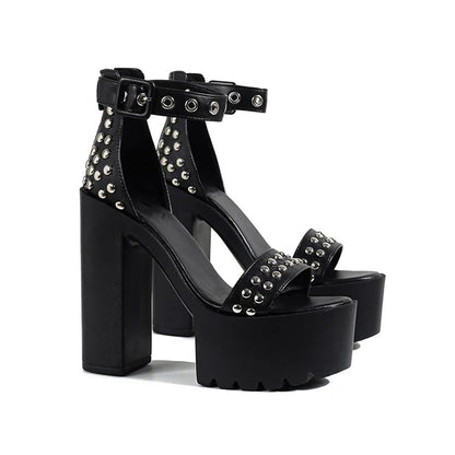 Funki Findz | Shoes | Women's Goth Rivet Dress Platform Sandal