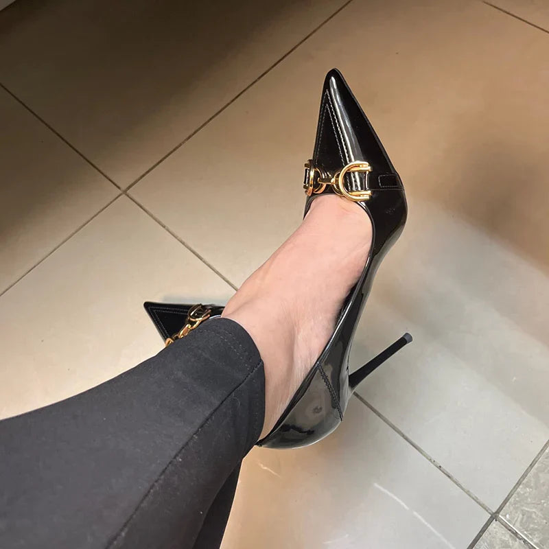 Funki Findz | Shoes | Women's Patent Leather Buckle Toe Pumps