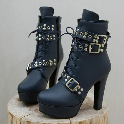 Funki Findz | Boots | Women's Buckle Strap Platform Ankle Boots
