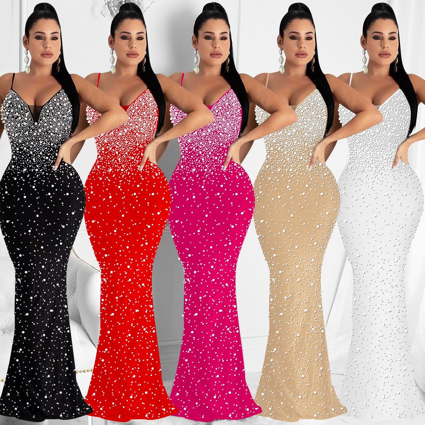 Funki Findz | Dresses | Women's Beaded Pearl Bodycon Dress