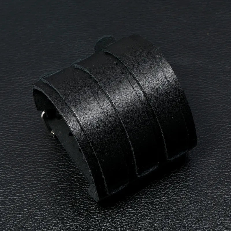 Funki Findz | Bracelets | Men's Leather 3 Tier Punk Wrist Band
