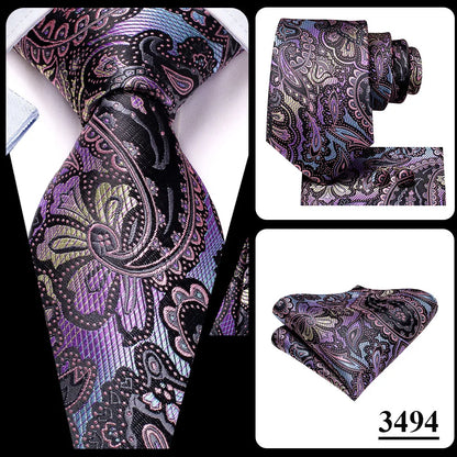 Funki Findz | Neckties | Men's Purple Silk Wedding 3Pcs Tie Set
