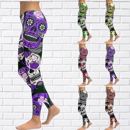 Funki Findz | Pants | Women's Yoga Pants | Skull Print Leggings