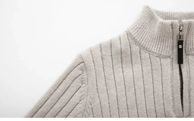 Funki Findz | Sweaters | Men's Mock Neck Vertical Stripe Pullover