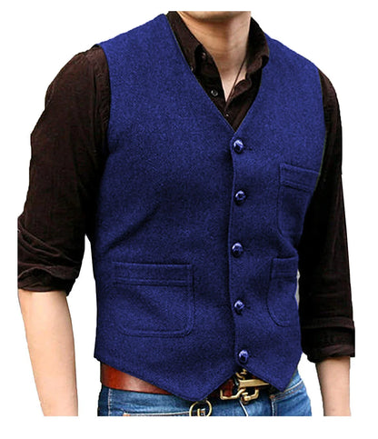 Funki Findz | Vests | Men's Herringbone Tweed Casual Waistcoat
