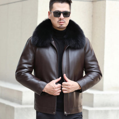 Funki Findz | Jackets | Men's Leather Fleece, Duck Down Jacket