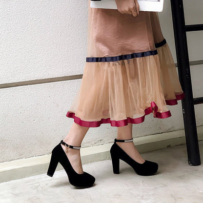 Funki Findz | Shoes | Women's Velvet Flock Platform Mary Janes