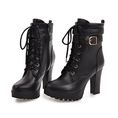 Funki Findz | Boots | Women's Block Heel Buckle Strap Ankle Boots