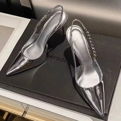 Funki Findz | Shoes | Women's Shiny Metallic Stiletto Slingbacks