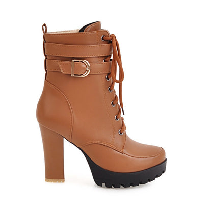 Funki Findz | Boots | Women's Block Heel Buckle Strap Ankle Boots