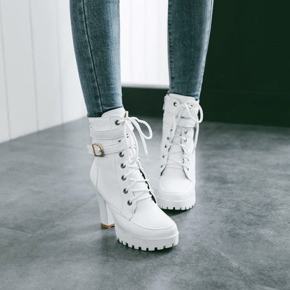Funki Findz | Boots | Women's Block Heel Buckle Strap Ankle Boots