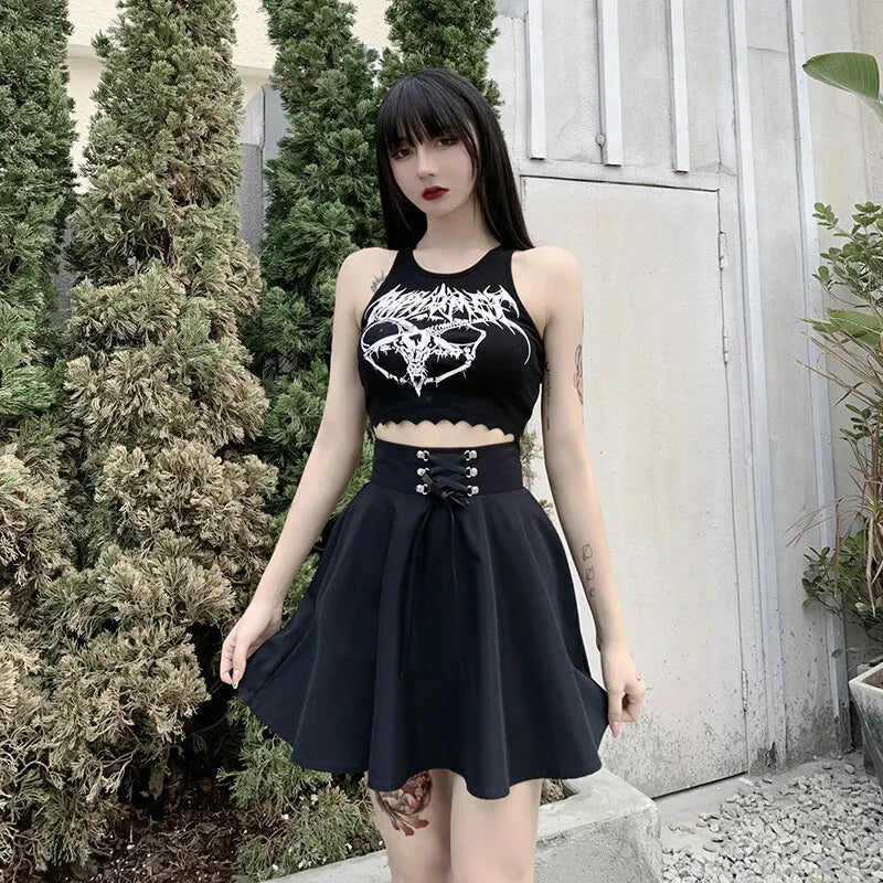 Funki Findz | Skirts | Women's Punk Lace Up Pleated Mini Skirts
