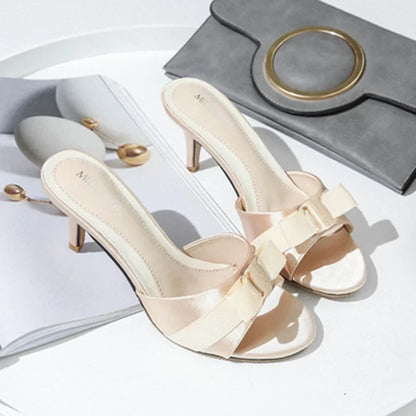 Funki Findz | Shoes | Women's Satin Bow Low Heel Bridal Slides