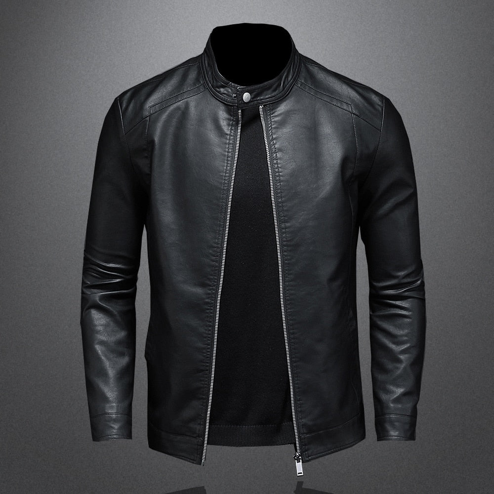 Funki Findz | Jackets | Men's Faux Leather Biker Jacket | Slim Fit
