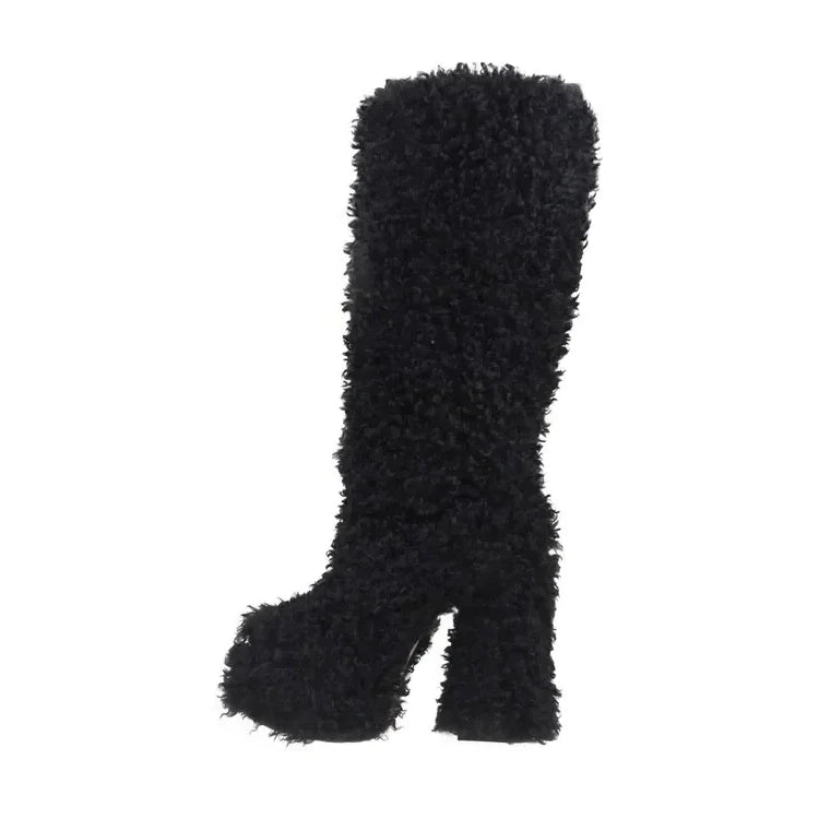 Funki Findz | Boots | Women's Fuzzy Faux Wool Platform Boots