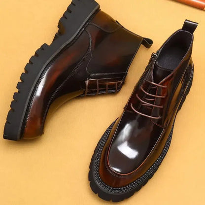 Funki Findz | Boots | Men's Leather Chunky Heel Dress Boots