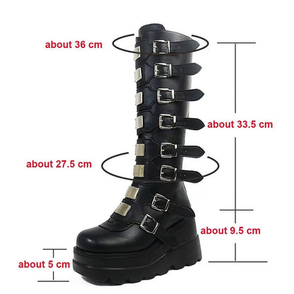 Funki Findz | Boots | Women's Punk Buckle Strap Platform Boots