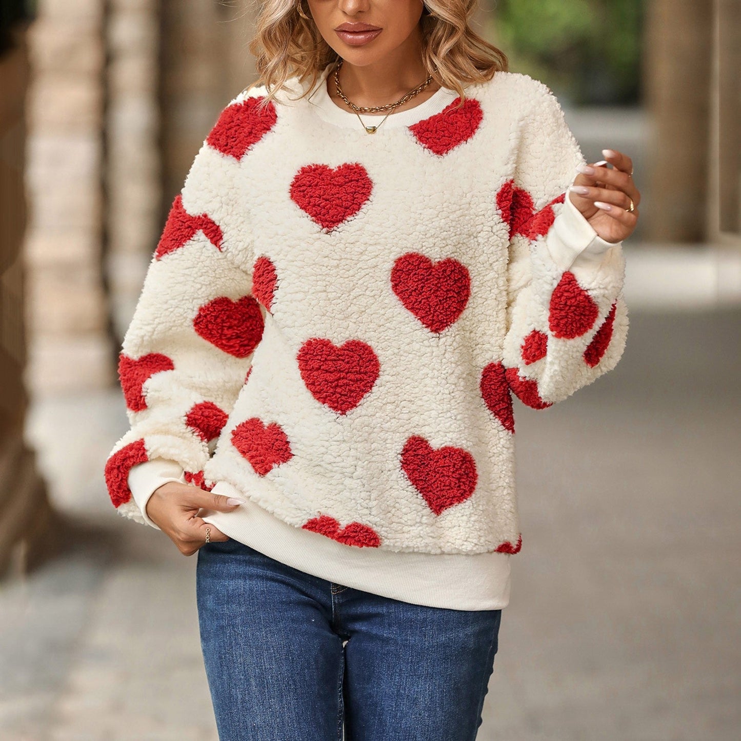 Funki Findz | Sweaters | Women's Plush Fuzzy Heart Pullover