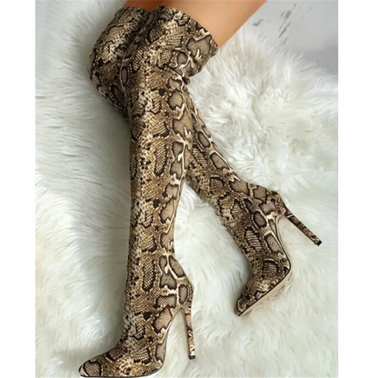 Funki Findz | Boots | Women's High Stiletto Leopard Print Boots