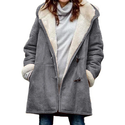 Funki Findz | Jacket | Women's Thick Fleece Hooded Long Coat