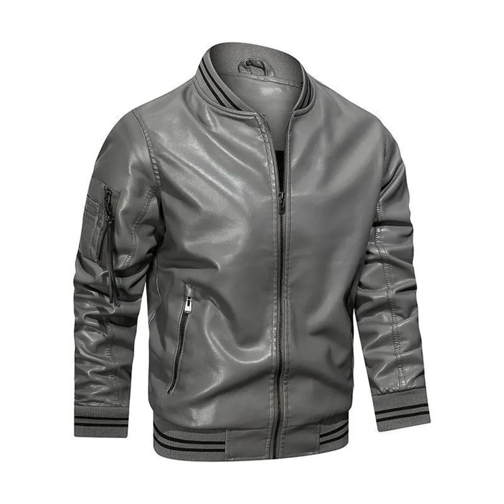 Funki Findz | Jackets | Men's Casual PU Leather Racer Jacket