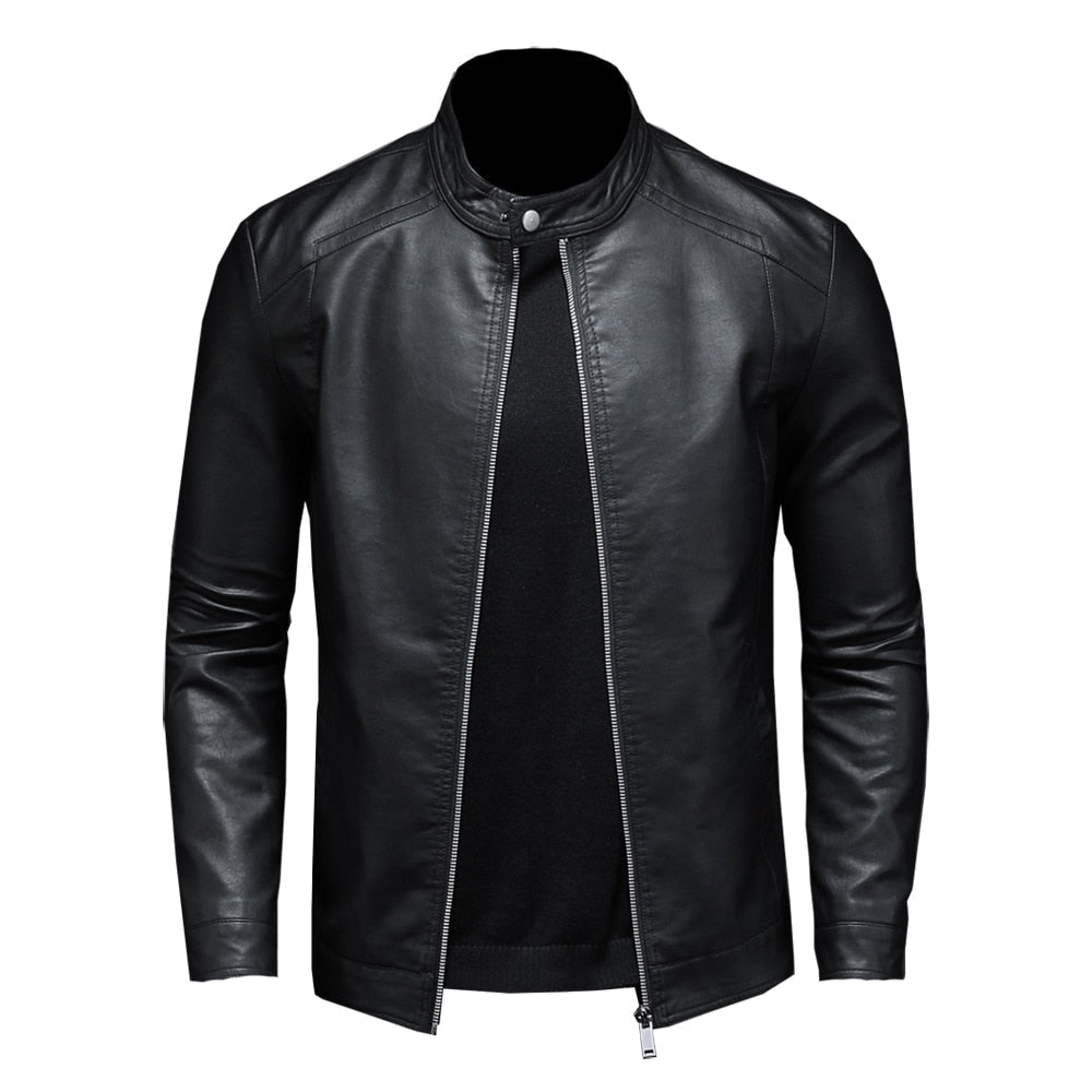 Funki Findz | Jackets | Men's Faux Leather Biker Jacket | Slim Fit