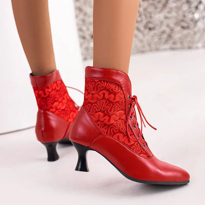 Funki Findz | Boots | Women's Kitten Heel Victorian Granny Boot