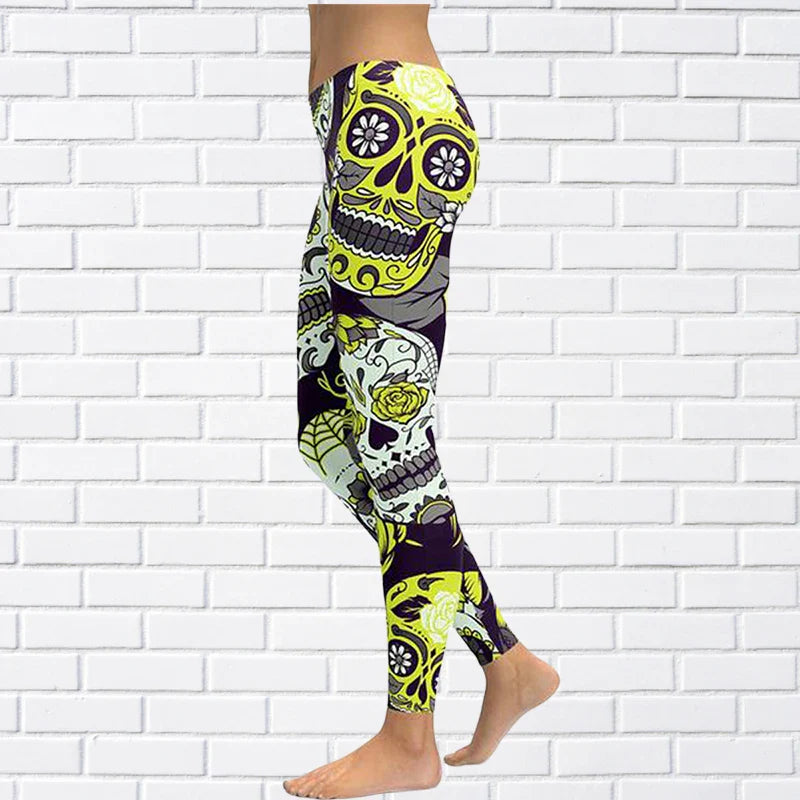 Funki Findz | Pants | Women's Yoga Pants | Skull Print Leggings