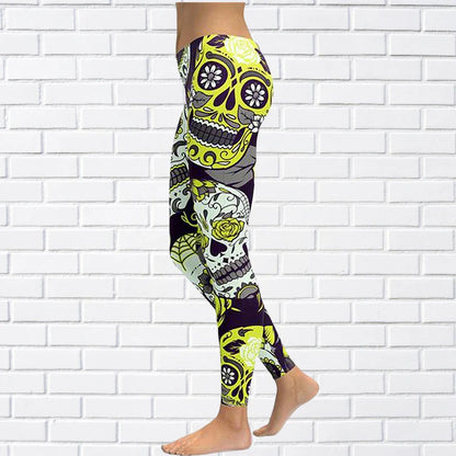 Funki Findz | Pants | Women's Yoga Pants | Skull Print Leggings
