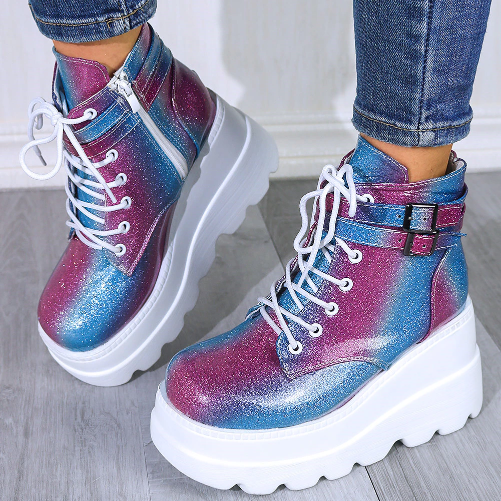 Funki Findz | Boots | Women's High Platform Buckle Ankle Boots