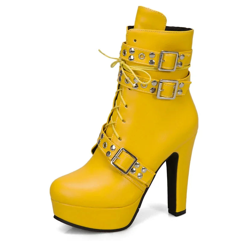 Funki Findz | Boots | Women's Buckle Strap Platform Ankle Boots