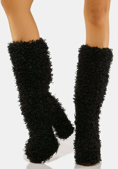 Funki Findz | Boots | Women's Knee-High Fuzzy Platform Boots