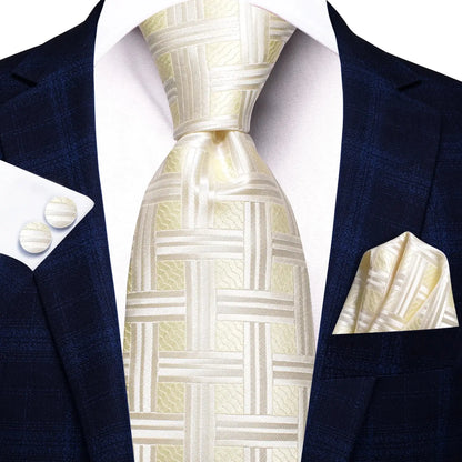 Funki Findz | Neckties | Men's Champagne Gold Silk Tie 3Pcs Set