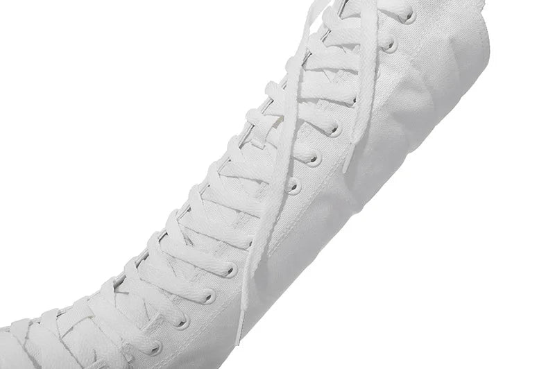 Funki Findz | Boots | Women's Long Lace Up Zipper Canvas Boot