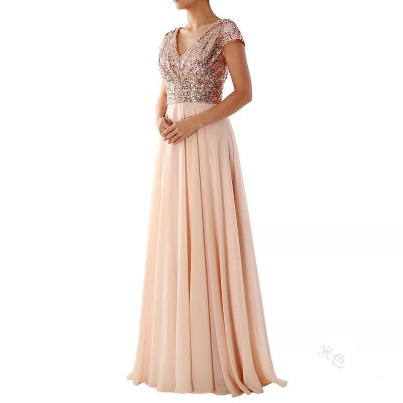Funki Findz | Dresses | Women's Sequin Chiffon Evening Dress