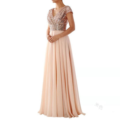 Funki Findz | Dresses | Women's Sequin Chiffon Evening Dress