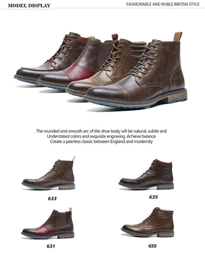 Funki Findz | Boots | Men's Faux Leather Retro Ankle Dress Boot