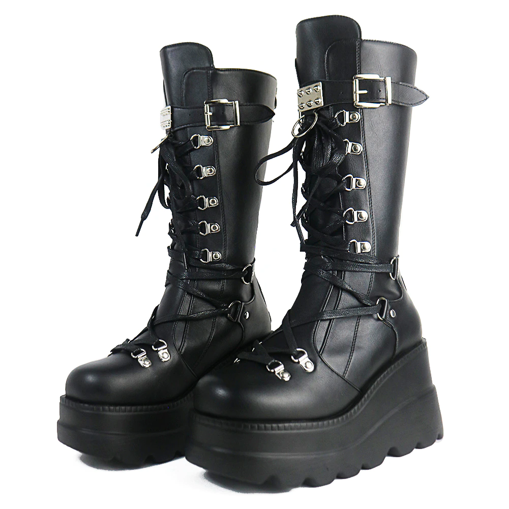 Funki Findz | Boots | Women's Punk High Platform Wedge Boots