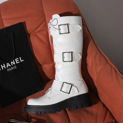 Funki Findz | Boots | Women's Punk Buckle Strap Wedge Boots