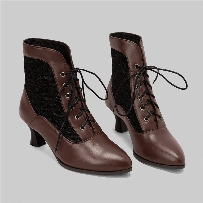 Funki Findz | Boots | Women's Kitten Heel Victorian Granny Boot