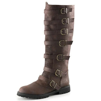 Funki Findz | Boots | Women MidCalf Low Heel Buckle Strap Boot